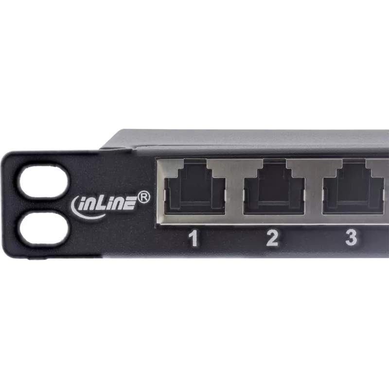 InLine 10 inch patch panel Cat.6A 0.5U 12-port, with dust protection, black