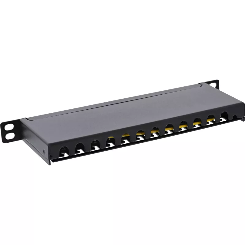 InLine Patch panel 10 inch Cat.6A 0.5U 12-port black RAL9005