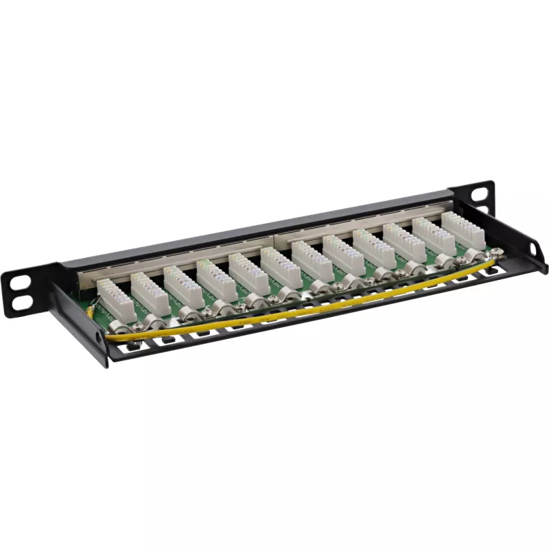 InLine Patch panel 10 inch Cat.6A 0.5U 12-port black RAL9005