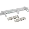 InLine Patch panel Cat.6A 16-way, with 3 brackets, 16 keystones, 19 inch, 1U, grey