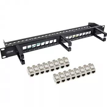 InLine Patch panel Cat.6A 16-way 19 inch 1U Black