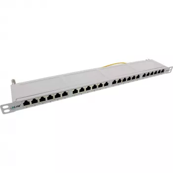 InLine Patch Panel 19 inch Cat.6A 24 Port 0.5U light grey RAL7035