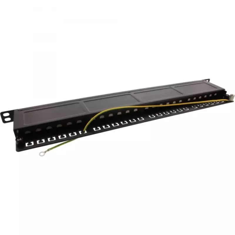 InLine Patch Panel 19 inch Cat.6A 24 Port 0.5U black RAL 9005