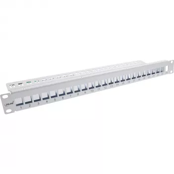 InLine Blank Patch Panel 19 inch 24 Port 1U light grey Rack mounting