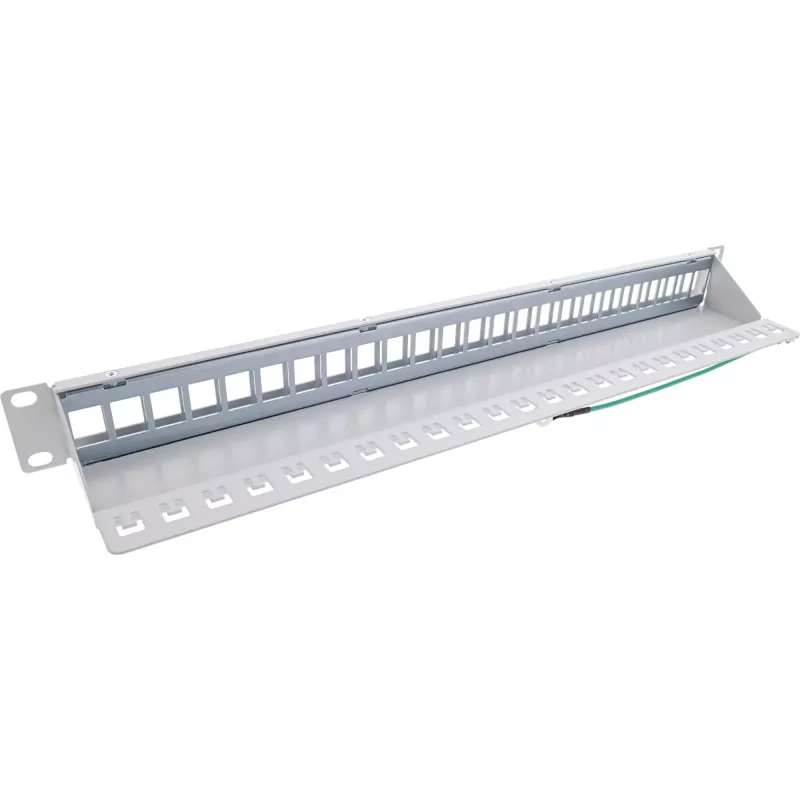 InLine Blank Patch Panel 19 inch 24 Port 1U light grey Rack mounting