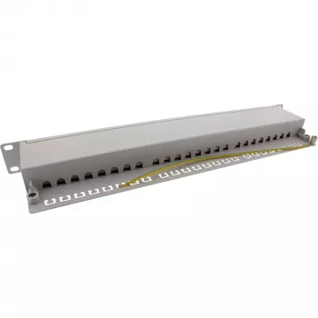 InLine 19 inch Cat.6A 24-Port Shielded Patch Panel, 1U, Light Grey RAL7035