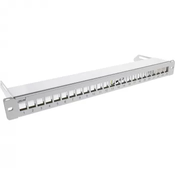 InLine Blank Patch Panel with pull-out 19 inch 24 Port 1U light grey