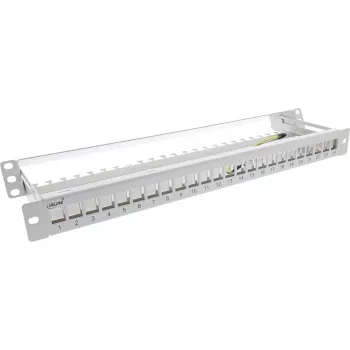 InLine Blank Patch Panel with pull-out 19 inch 24 Port 1U light grey