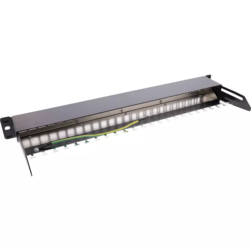 InLine Blank Patch Panel with pull-out 19 inch 24 Port 1U black