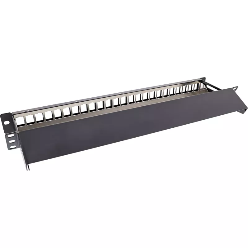 InLine Blank Patch Panel with pull-out 19 inch 24 Port 1U black
