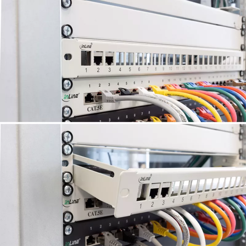 InLine Blank Patch Panel with pull-out 19 inch 24 Port 1U black