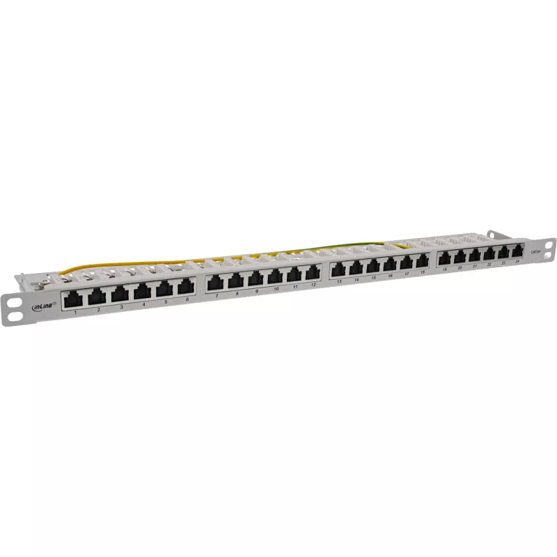InLine 19 inch patch panel Cat.6A 0.5 U 24-port, with dust protection, grey