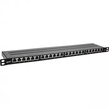 InLine 19 inch patch panel Cat.6A 0.5 U 24-port, with dust protection, black
