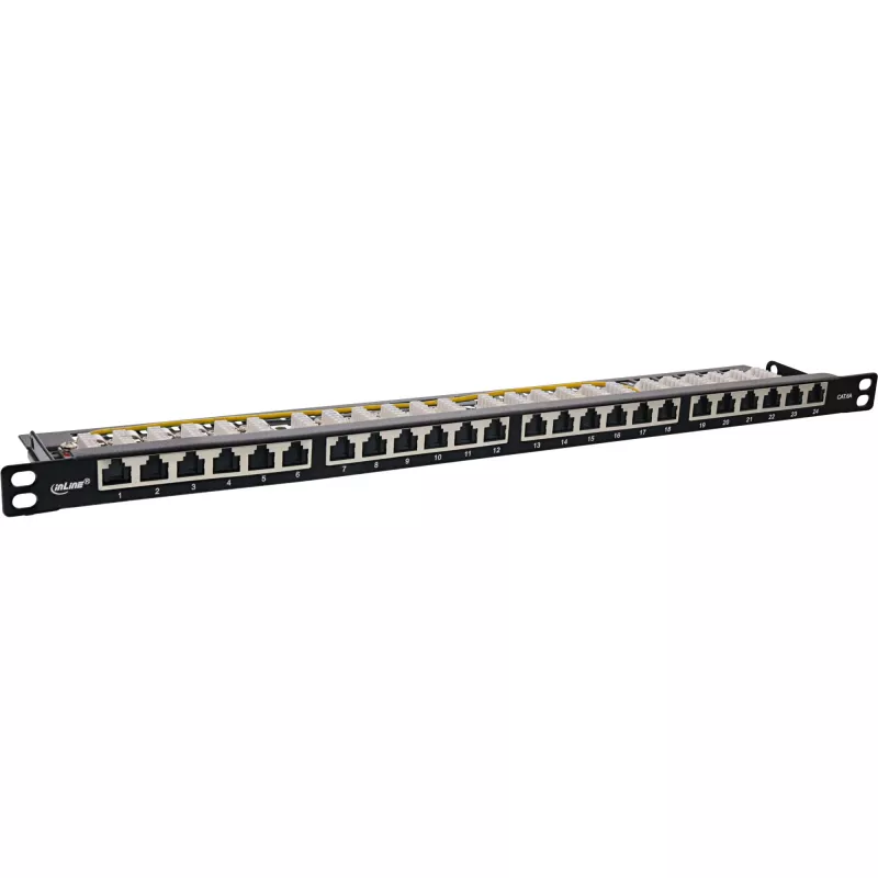 InLine 19 inch patch panel Cat.6A 0.5 U 24-port, with dust protection, black