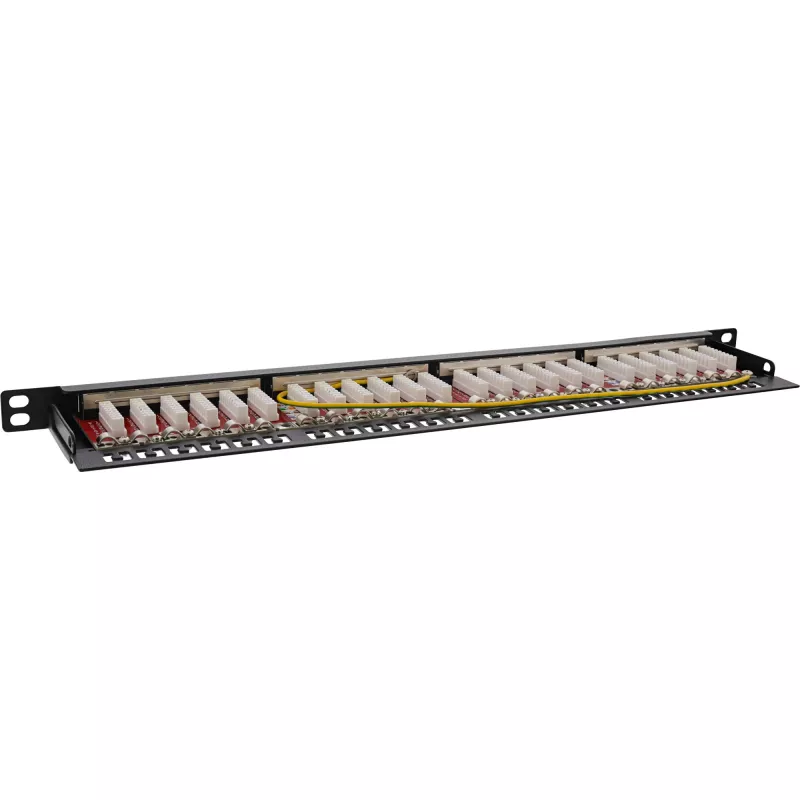 InLine 19 inch patch panel Cat.6A 0.5 U 24-port, with dust protection, black