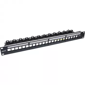 InLine Patch panel 24-way, Keystone empty panel Patch panel, 19 inch, 1U,black