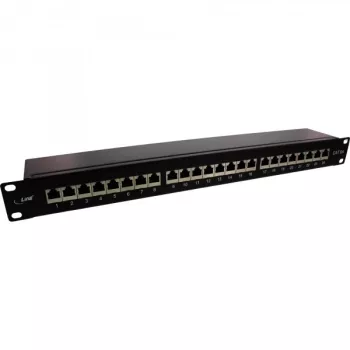 InLine 19 inch Cat.6A 24-Port 1U Shielded Patch Panel, Black RAL 9005