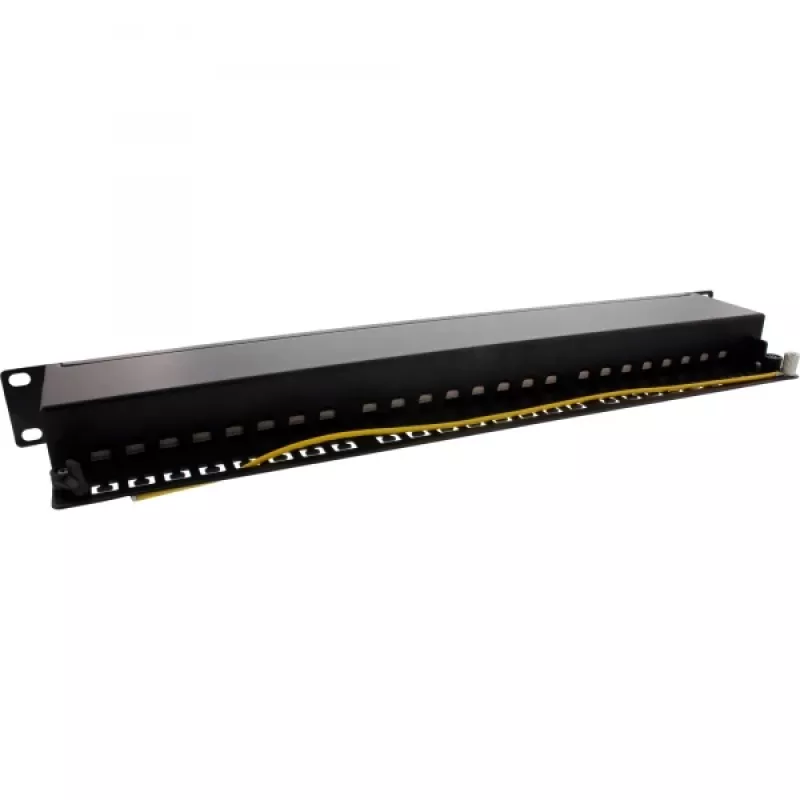 InLine 19 inch Cat.6A 24-Port 1U Shielded Patch Panel, Black RAL 9005