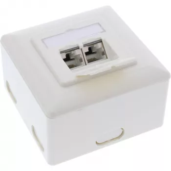 InLine Cat.6A wall outlet box surface or flush mount 2x RJ45 socket 76842S