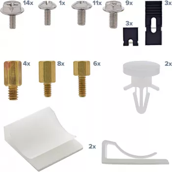 InLine Screw Set with Jumpers Adhesive Clips Spacers Cable Clips 63 pcs InLine 77778