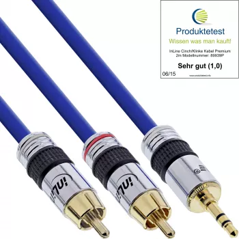 InLine Audio Cable Premium 2x RCA male / 3.5mm male gold plated 3m