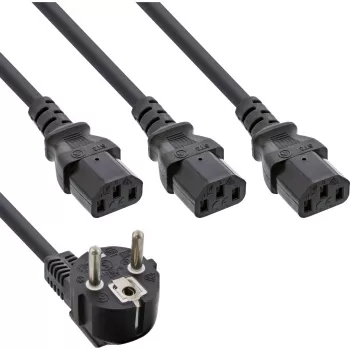 InLine B-16657G power cable Black 1 m Power plug type F 3 x C13 coupler
