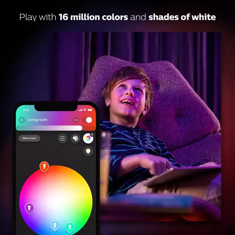 Smart LED starter kit Philips Hue White and Colour Ambience — 2× E27 11W bulbs, Bluetooth/Zigbee