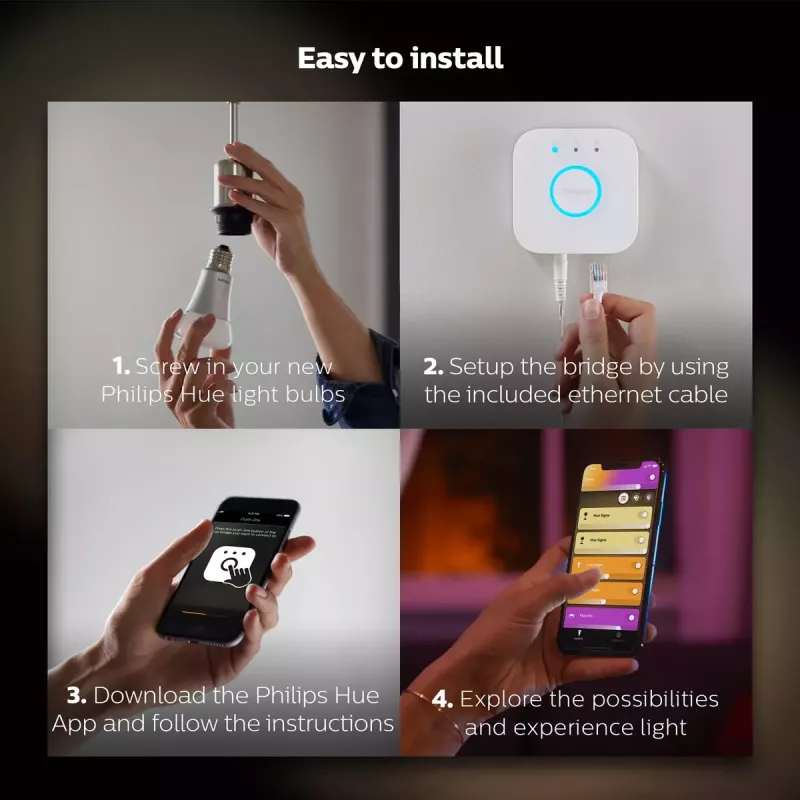 Smart LED starter kit Philips Hue White and Colour Ambience — 2× E27 11W bulbs, Bluetooth/Zigbee