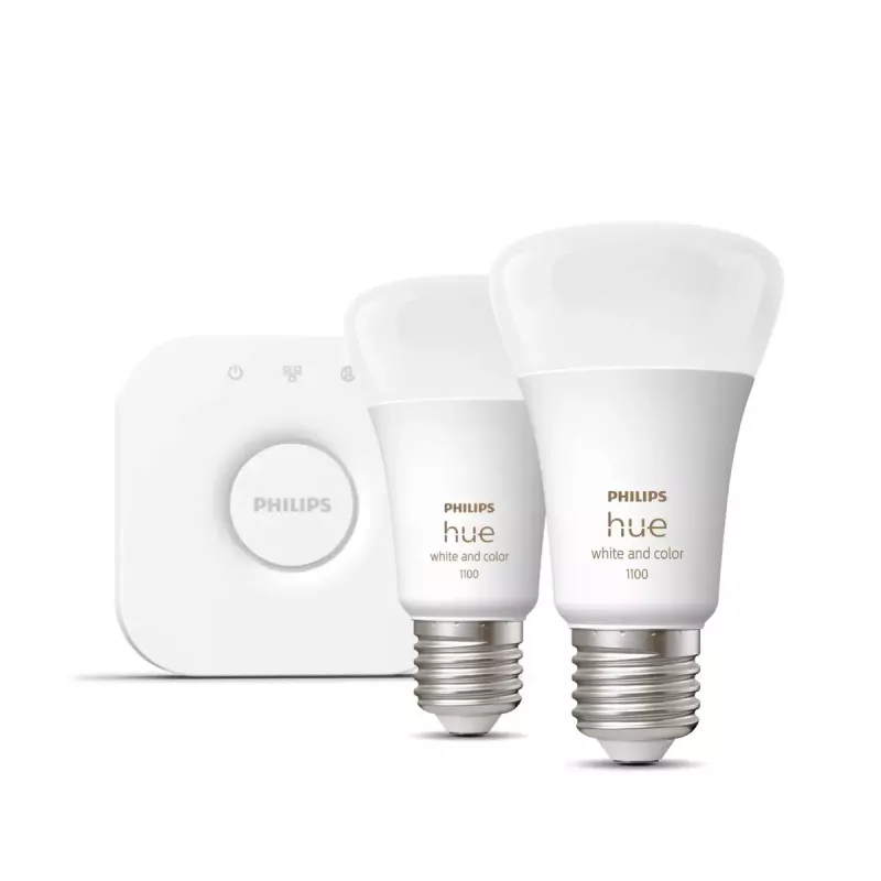 Smart LED starter kit Philips Hue White and Colour Ambience — 2× E27 11W bulbs, Bluetooth/Zigbee