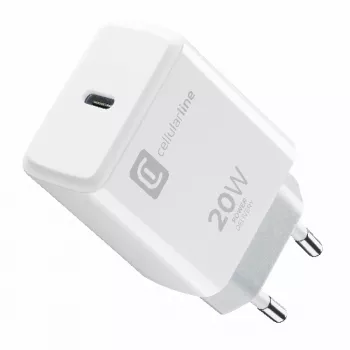 Cellularline USB-C Charger 20W - iPhone 8 or later 20W USB-C mains charger for charging the iPhone 8 and later models at maximum speed