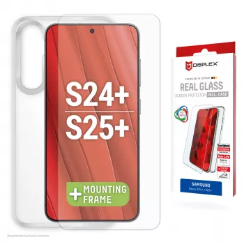 Displex Screen Protector + Case for Samsung Galaxy S24+/S25+, Eco Mounting Frame, scratch resistant