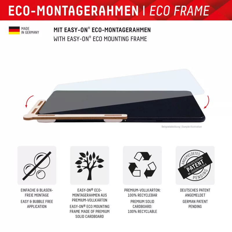 Displex Tablet Glass (9H) for Samsung Galaxy Tab A11/A9, Eco Mounting Frame, unbreakable