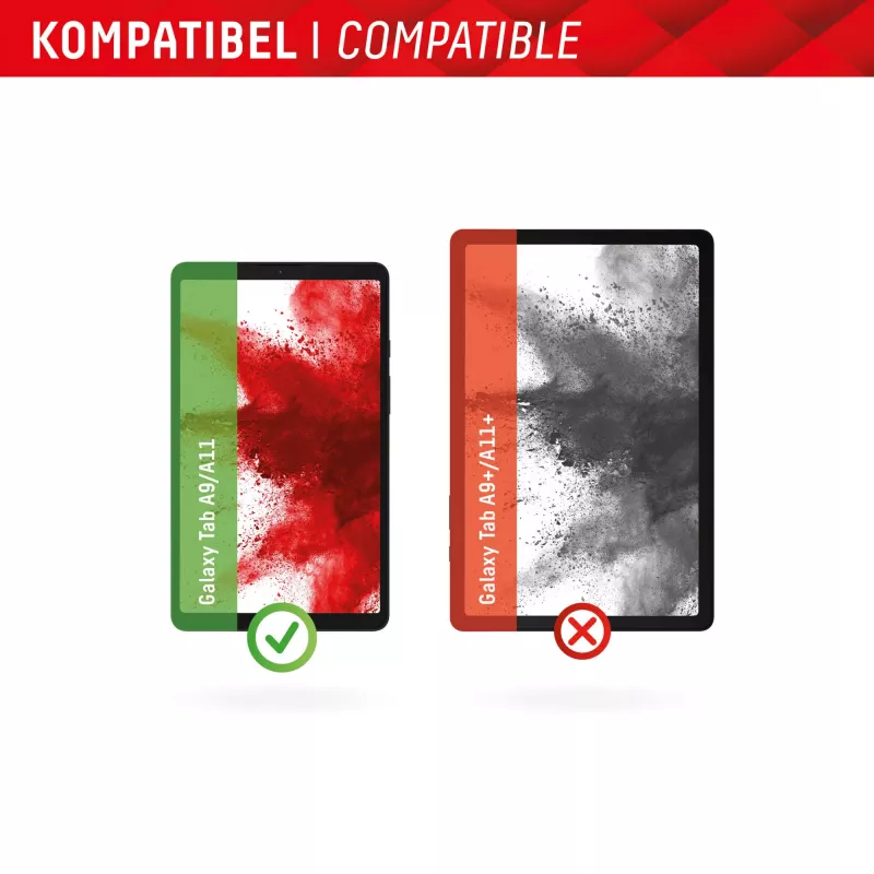 Displex Tablet Glass (9H) for Samsung Galaxy Tab A11/A9, Eco Mounting Frame, unbreakable