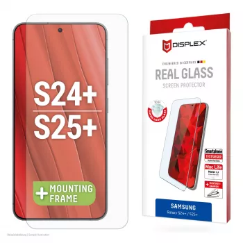 Displex Screen Protector (10H) for Samsung Galaxy S24+/S25+, Eco Mounting Frame, scratch resistant
