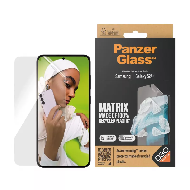 PanzerGlass ® ECO MATRIX Screen Protector with D3O® Samsung Galaxy S24+ | Ultra-Wide Fit w. AlignerKit