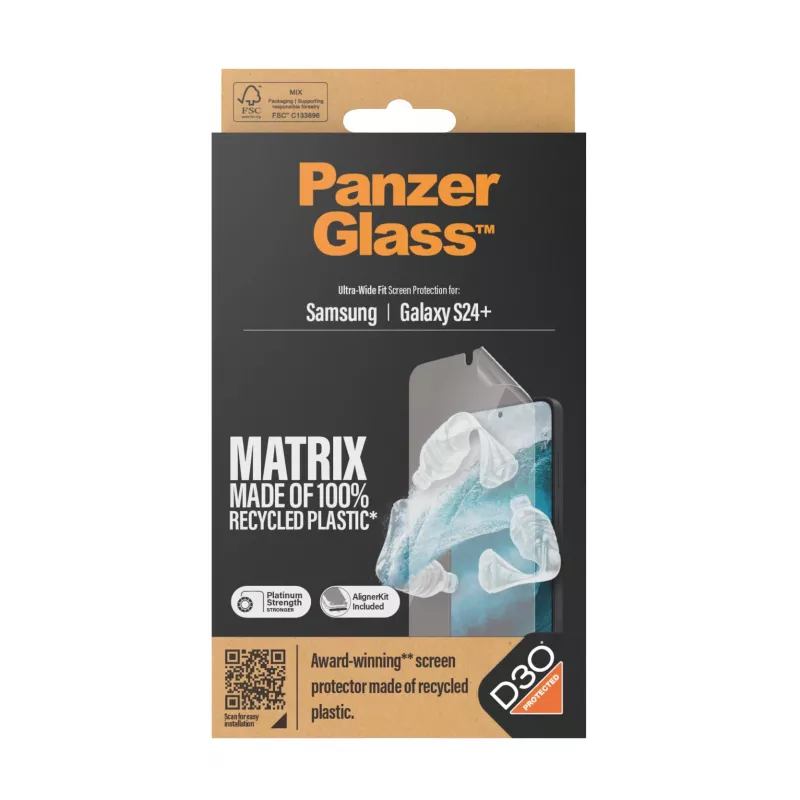 PanzerGlass ® ECO MATRIX Screen Protector with D3O® Samsung Galaxy S24+ | Ultra-Wide Fit w. AlignerKit