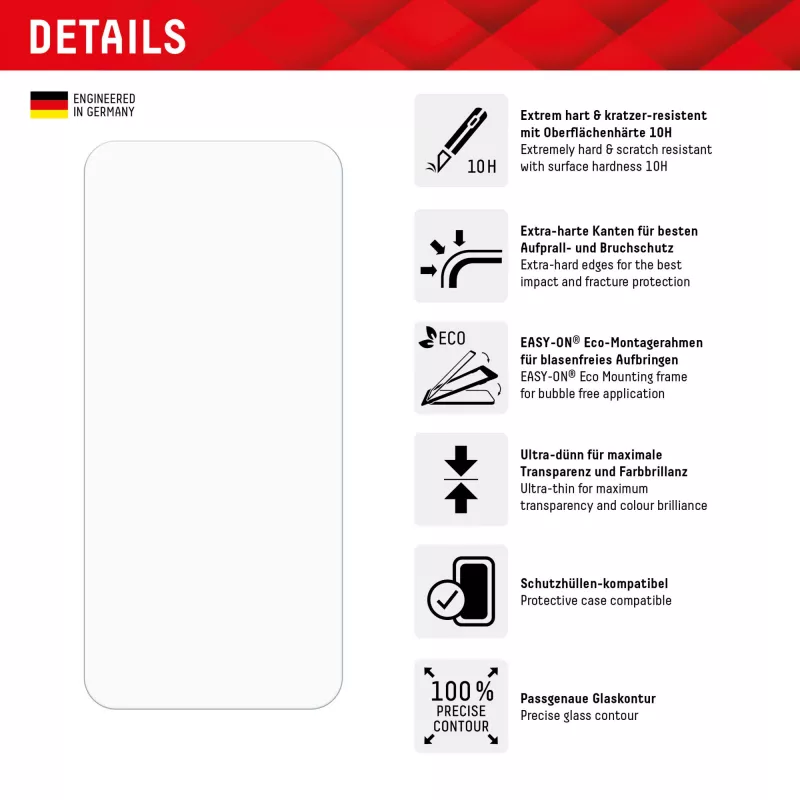 Displex Screen Protector (10H) for Xiaomi 14, Eco Mounting Frame, scratch resistant