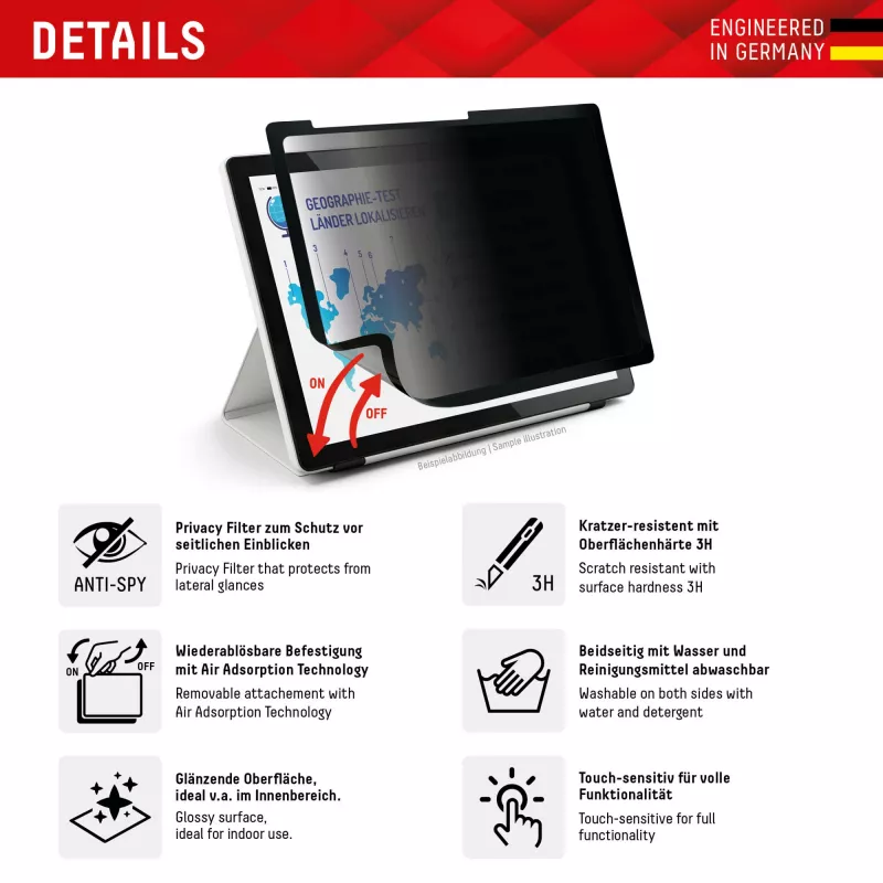 Displex TABLET PRIVACY SAFE removable 2-way privacy filter for iPad 10,2'' (7./8./9. Gen.)