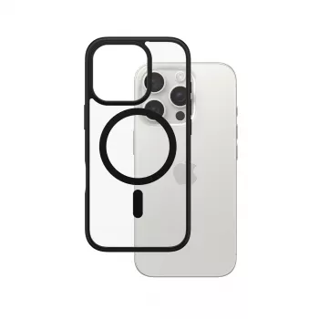 PanzerGlass ® HardCase Transparent w. Black MagSafe & Frame iPhone 16 Pro