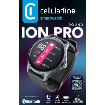 Cellularline ION PRO Round Bluetooth® smartwatch with app, 3.51 cm (1.38 inch), TFT, Touchscreen, 0.00064 GB, 98 g