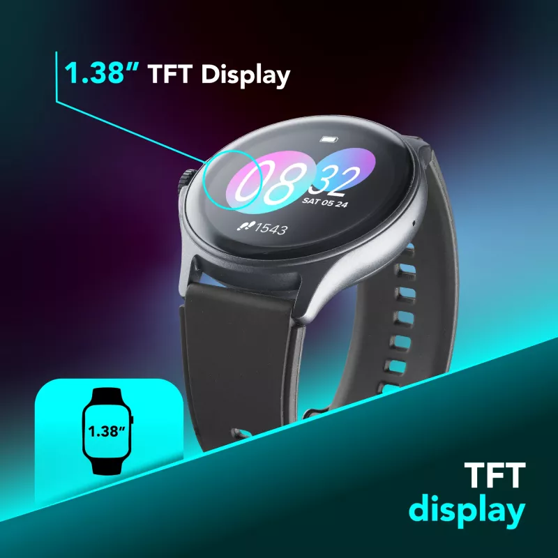 Cellularline ION PRO Round Bluetooth® smartwatch with app, 3.51 cm (1.38 inch), TFT, Touchscreen, 0.00064 GB, 98 g