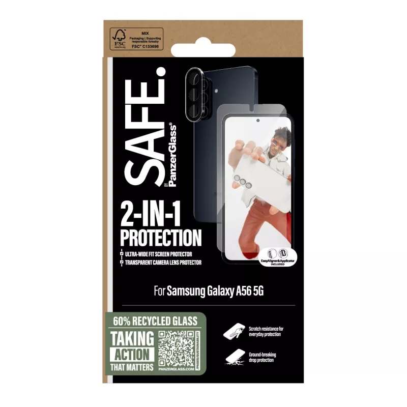 PanzerGlass SAFE. by ® 2-in-1 Bundle Samsung Galaxy A56 5G Scratch Shock Resistant