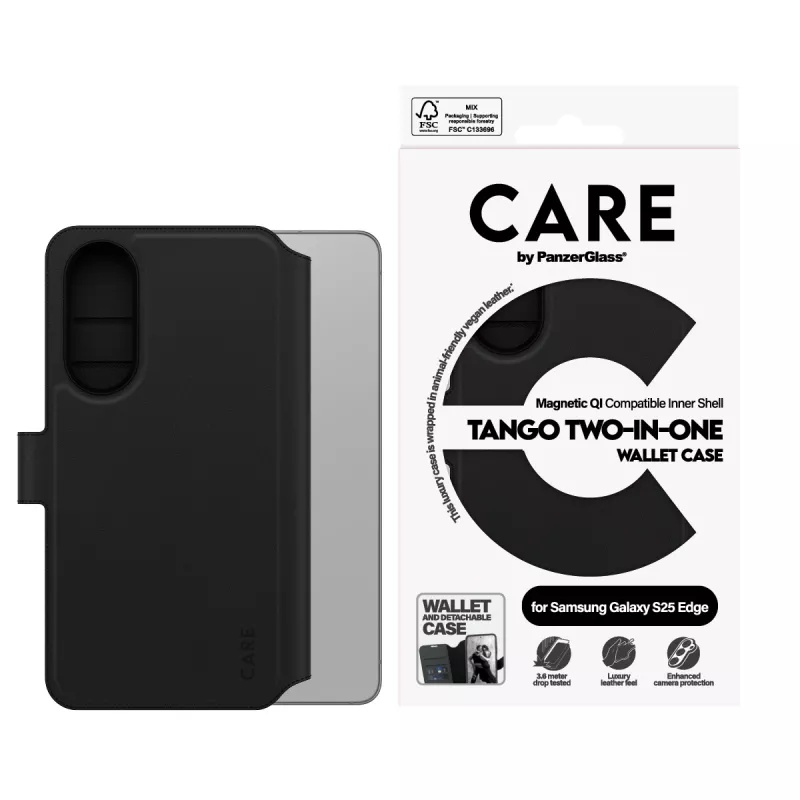 PanzerGlass CARE™ by ® Tango 2-in-1 Wallet Case w. Qi-Compatible Samsung S25 Edge