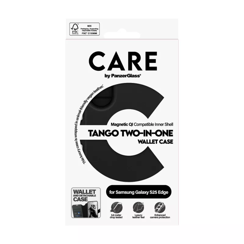 PanzerGlass CARE™ by ® Tango 2-in-1 Wallet Case w. Qi-Compatible Samsung S25 Edge