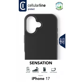 Cellularline Sensation - iPhone 17 Ultra-soft silicone case with soft-touch finish, perfect to protect every detail of your iPhone 17 with elegance and comfort.