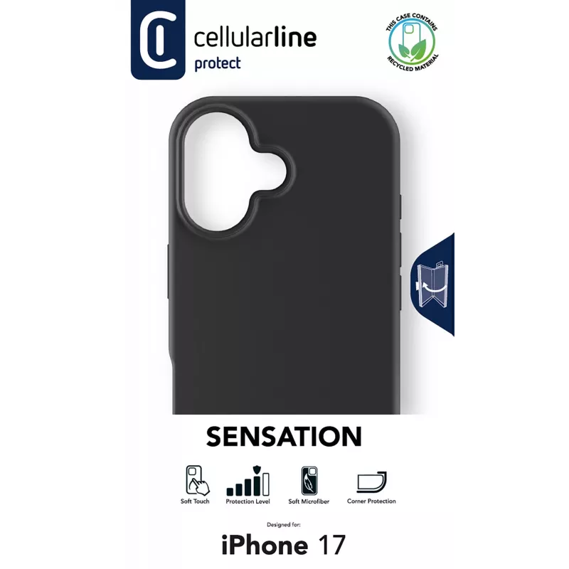 Cellularline Sensation - iPhone 17 Ultra-soft silicone case with soft-touch finish, perfect to protect every detail of your iPhone 17 with elegance and comfort.