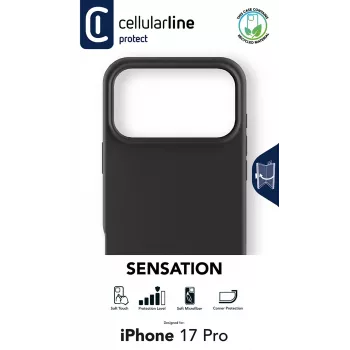 Cellularline Sensation - iPhone 17 Pro Ultra-soft silicone case with soft-touch finish, perfect to protect every detail of your iPhone 17 Pro with elegance and comfort.