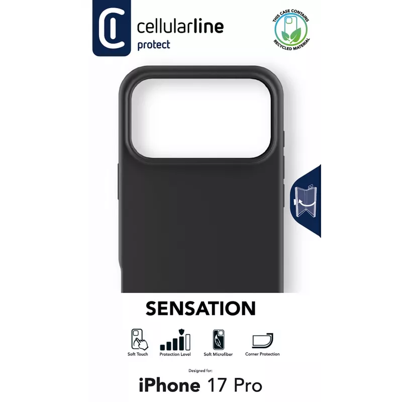 Cellularline Sensation - iPhone 17 Pro Ultra-soft silicone case with soft-touch finish, perfect to protect every detail of your iPhone 17 Pro with elegance and comfort.
