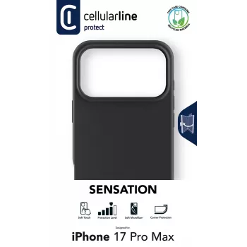 Cellularline Sensation - iPhone 17 Pro Max Ultra-soft silicone case with soft-touch finish, perfect to protect every detail of your iPhone 17 Pro Max with elegance and comfort.