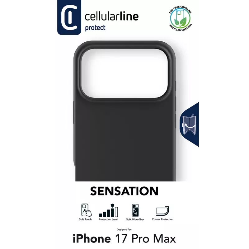 Cellularline Sensation - iPhone 17 Pro Max Ultra-soft silicone case with soft-touch finish, perfect to protect every detail of your iPhone 17 Pro Max with elegance and comfort.